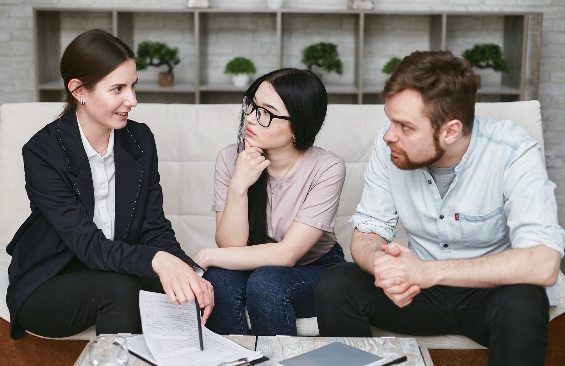 financial planner working with young couple